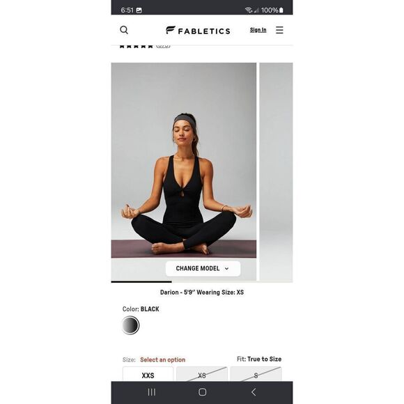 New 4X Fabletics Black Oasis Twist Pureluxe 7/8 Jumpsuit One Piece NWT 22/24 - Picture 3 of 9